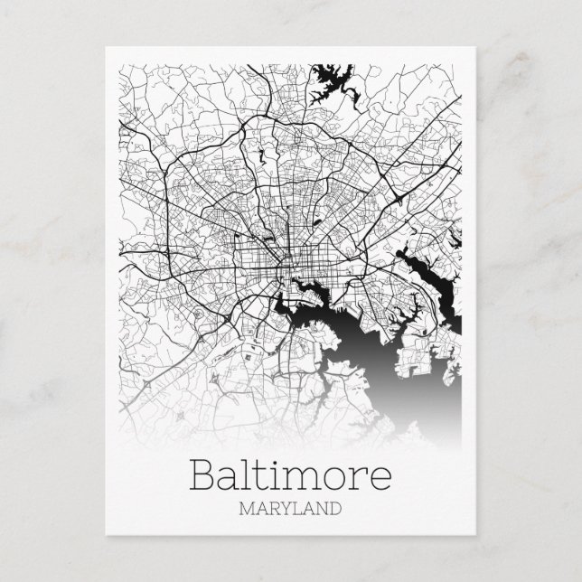 Modern Baltimore City Map Postcard (Front)