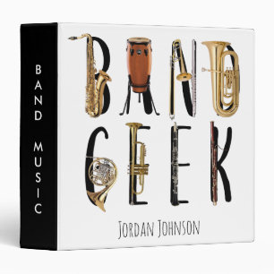 Modern Band Geek Musical Instrument Add Name Binder