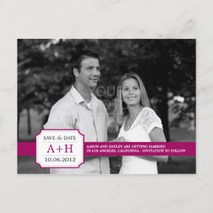 Modern Band Save The Date Postcard (Fuchsia)
