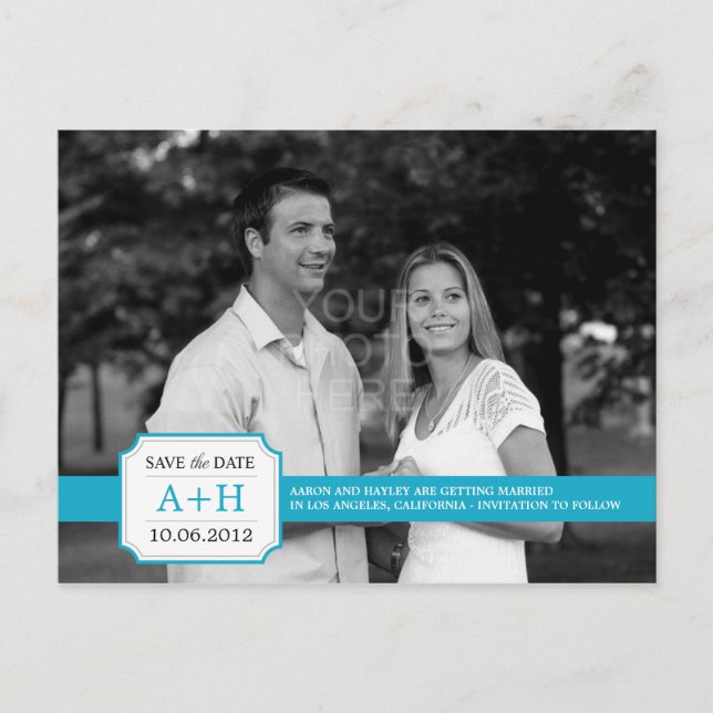 Modern Band Save The Date Postcard (Turquoise) (Front)