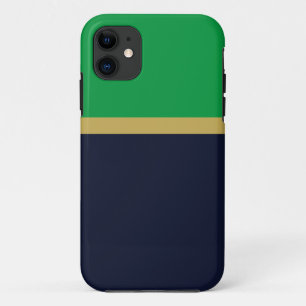 Modern Banded Navy Blue Green Colour Block iPhone 11 Case