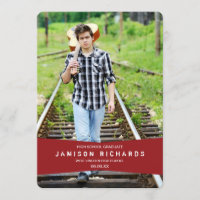 Modern Banner Grad Party Invitation / Red