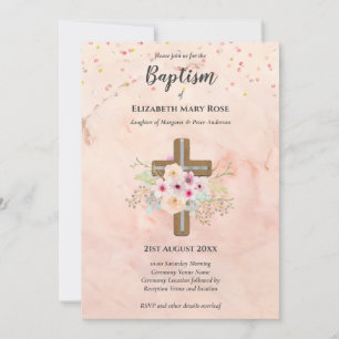 Modern BAPTISM Christening Bautizo INVITE FLORAL