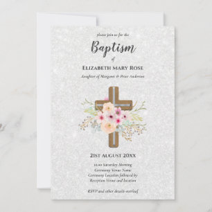 Modern BAPTISM Christening Bautizo INVITE FLORAL