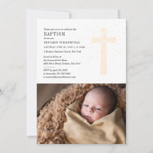 Modern Baptism Elegant Baby Photo Church Event Invitation