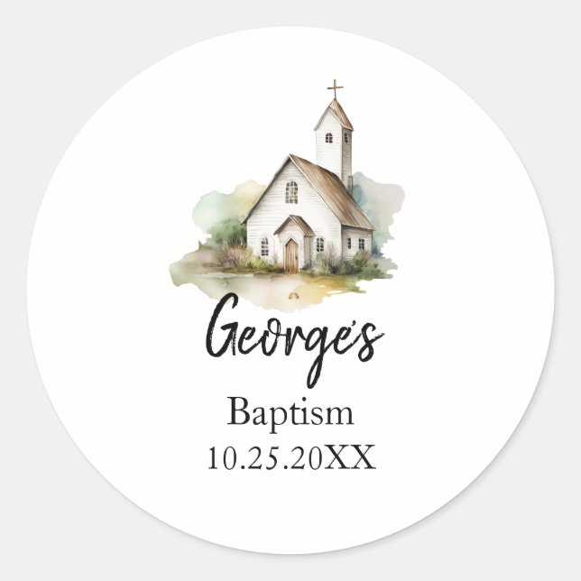 Modern Baptism Favour Sticker  (Front)