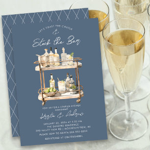 Modern Bar Cart Couples Shower  Invitation