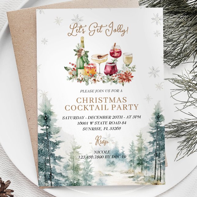 Modern Bar Christmas Lets Get Jolly Invitation  (Creator Uploaded)