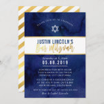 MODERN BAR MITZVAH dark blue watercolor gold type Invitation<br><div class="desc">by kat massard >>> kat@simplysweetPAPERIE.com <<< A trendy invitation design for your child's BAR MITZVAH Setup as a template it is simple for you to add your own details, or hit the customise button and you can add or change text, fonts, sizes etc TIP :: 1. To change/move graphics /...</div>