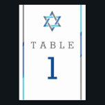 Modern Bar Mitzvah Design - Teal  & Black Table Number<br><div class="desc">Simple,  modern,  and cool Bar Mitzvah invitations featuring Star of David design with teal,  black and grey accents. Personalize online with your table numbers or other Bar Mitzvah Details</div>