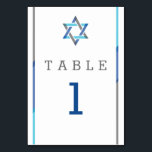 Modern Bar Mitzvah Design - Teal  & Black Table Number<br><div class="desc">Simple,  modern,  and cool Bar Mitzvah invitations featuring Star of David design with teal,  black and grey accents. Personalize online with your table numbers or other Bar Mitzvah Details</div>