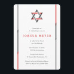 Modern Bar Mitzvah Invitations | Red   Black<br><div class="desc">Simple,  modern,  and cool Bar Mitzvah invitations featuring Star of David design with red,  black and grey accents. Personalize online with your Mitzvah details.</div>