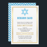 MODERN BAR MITZVAH INVITE gold blue jewish star<br><div class="desc">by kat massard >>> www.simplysweetPAPERIE.com <<< A simple, yet classy design for your son's BAT MITZVAH celebration. Wow your friends and family with this little number ;D Setup as a template it is simple for you to add your own details, add your photo or hit the customize button and you...</div>