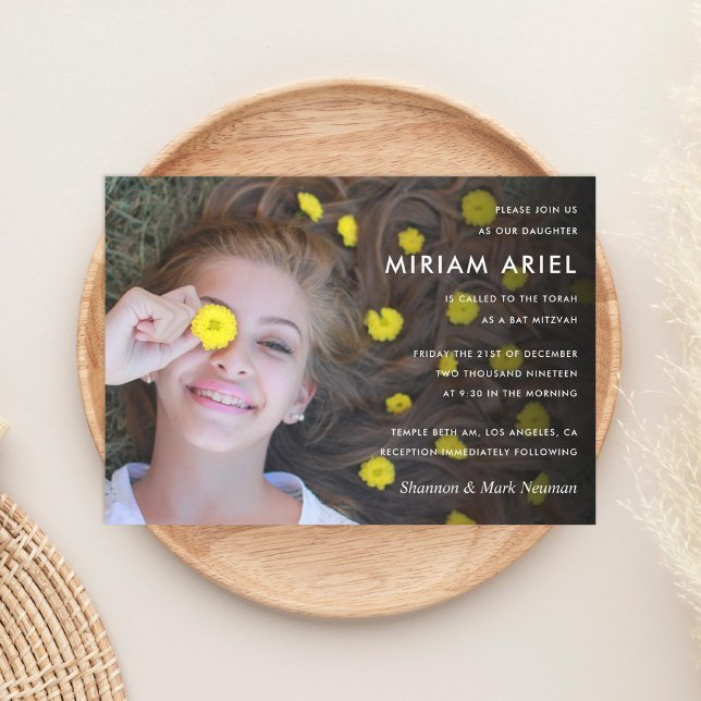 Modern Bar Mitzvah or Bat Mitzvah Photo Invitation (Creator Uploaded)