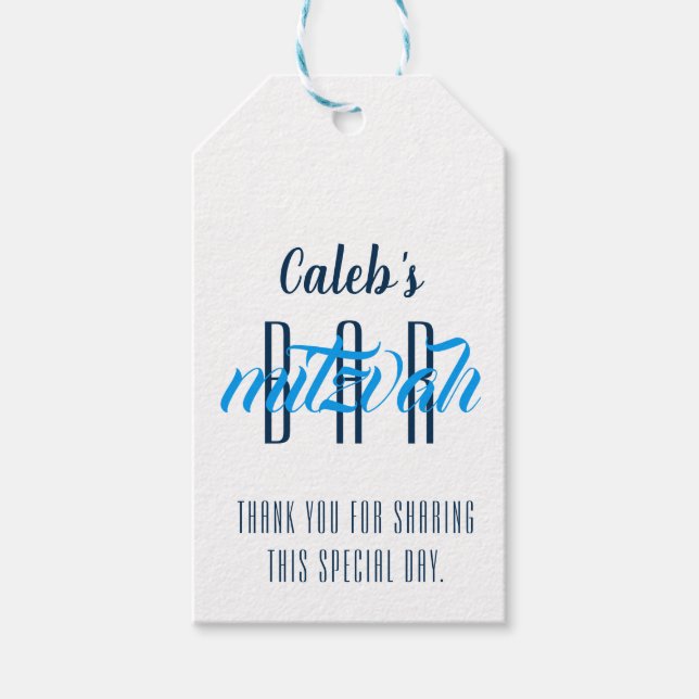 Modern Bar Mitzvah Personalized Gift Tags (Front)