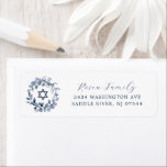 Modern Bar Mitzvah Return Address Label<br><div class="desc">Dress up your envelopes for your Bar Mitzvah party invites with our stylish blue leaf wreath & Star of David return address label.  Matching invitations & stickers available in our shop</div>