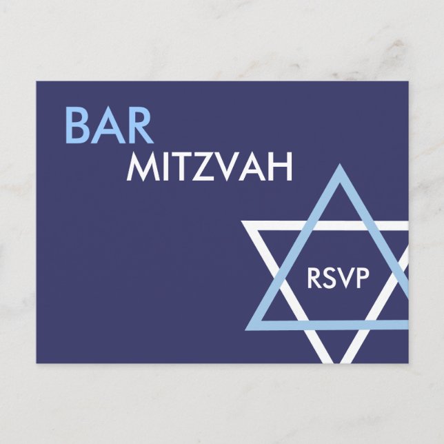 Modern Bar Mitzvah RSVP Postcard (Front)
