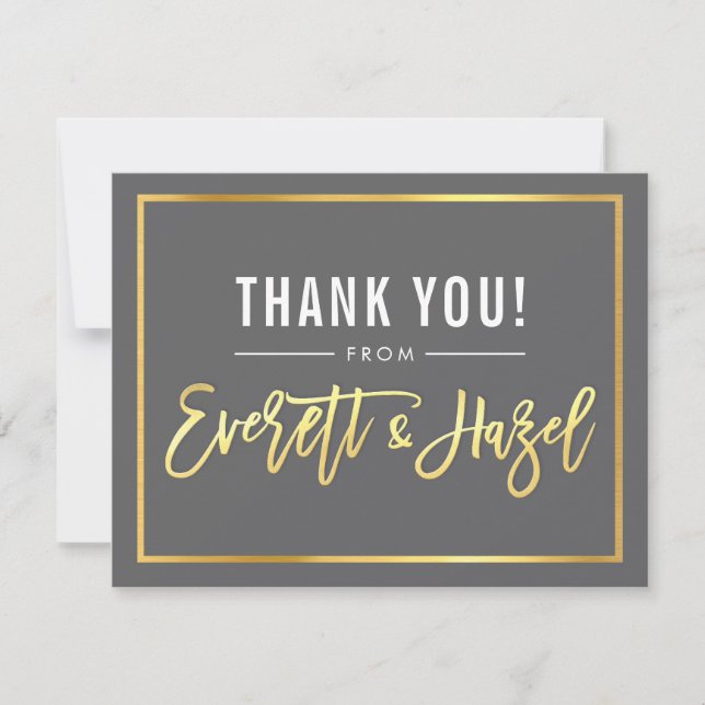 MODERN BAR MITZVAH thank you gold name grey (Front)