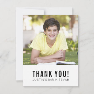 MODERN BAR MITZVAH thank you gold spot white black Card