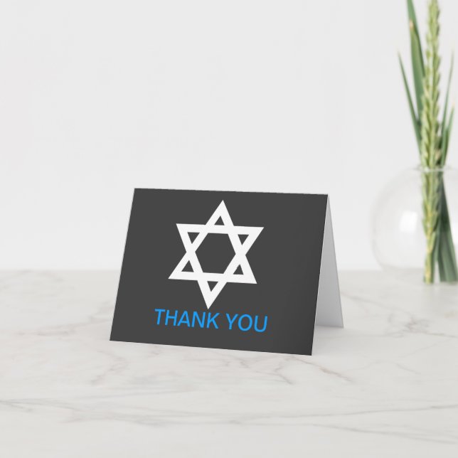 Modern Bar Mitzvah Thank You Note Card (Front)