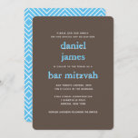 Modern Bar Mitzvah Typography Blue Brown Invitation<br><div class="desc">This modern invitation features bold lettering on the front and a modern pattern on the back.  Use the template form to add your custom text.  The Customize feature can be used to change the font,  layout and colours.</div>