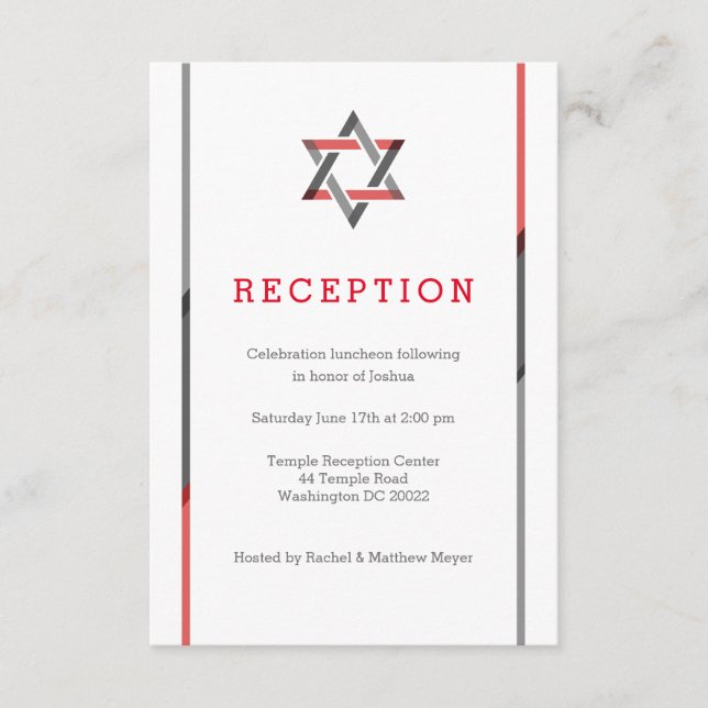 Modern Bar Mizvah - Red and Black Enclosure Card (Front)