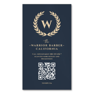 Modern Barber Barbershop Monogram Hairstylist Magnetic Business Card