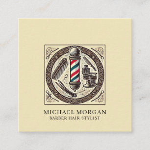 Modern Barber Hair Stylist Barber Tools Square Business Card