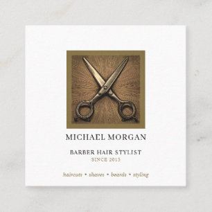 Modern Barber Hair Stylist Scissors Square Business Card