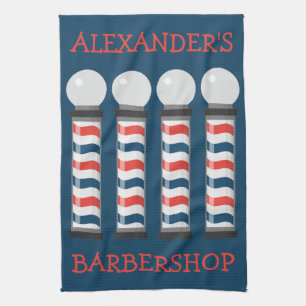Modern Barber Poles Bar Towel Personalize