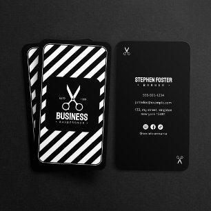 Modern Barber Shop Hair Stylist Barbershop Black Business Card