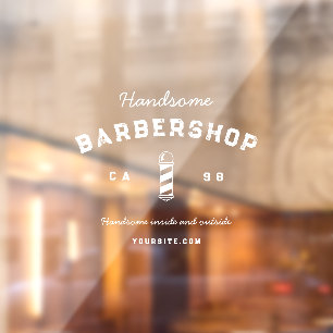 Modern Barbershop Barber's Pole Men's Haircut Window Cling