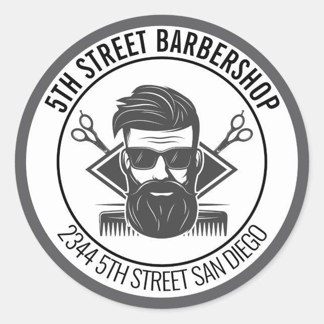 Modern Barbershop Logo Sticker (Front)