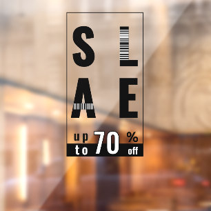 Modern Barcode Typography Sale Offer Window Cling