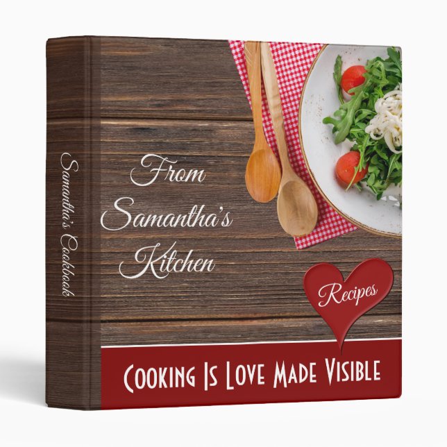 Modern Barn Wood Personalized Recipe Cookbook Binder (Front/Spine)