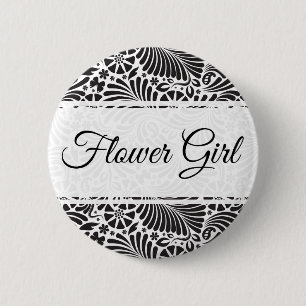 Modern Baroque Floral Flower Girl 2 Inch Round Button