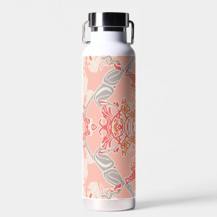 Modern Baroque Pattern in Pink Red Water Bottle