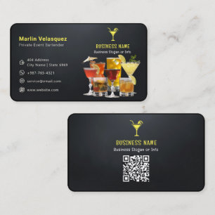 Modern bartender business   Casual Black Business Card