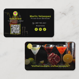 Modern bartender business   Casual Black Business Card
