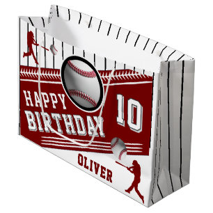 Modern Baseball Ball Player Themed Birthday Large Gift Bag
