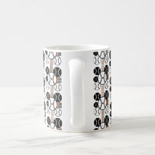 Modern Baseball  Black White Orange Color Pattern Coffee Mug