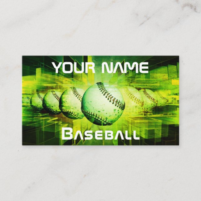 Modern Baseball Coach Player Team Club Green Neon Business Card (Front)