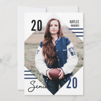 Modern Baseball Diamond Photo Grad Invitation Card