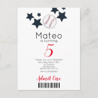 Modern Baseball Pattern  Ticket Style Party   