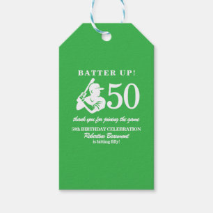 Modern Baseball Player Men's 50th Birthday Gift Tags