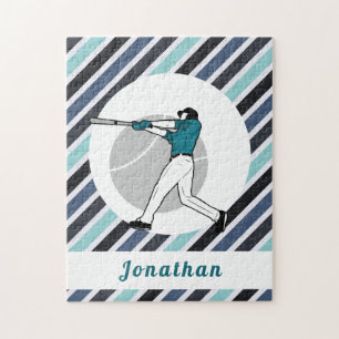 Modern Baseball Softball Player Striped His Name Jigsaw Puzzle