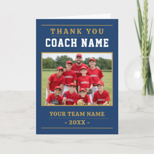 Modern Baseball Team Photo Coach Thank You Card