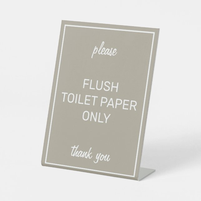 Modern Basic Beige Bathroom Septic Pedestal Sign (Front)