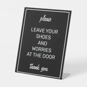 Modern Basic Black Remove Shoes Counter Sign