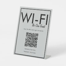 Modern Basic Grey Wi-Fi QR Code Pedestal Sign